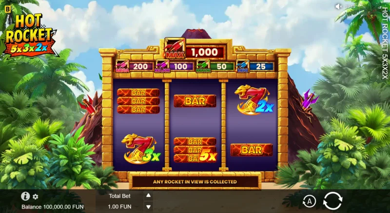 Hot Rocket 5x 3x 2x - vòng quay cơ bản với hệ số overlay trên các cuộn